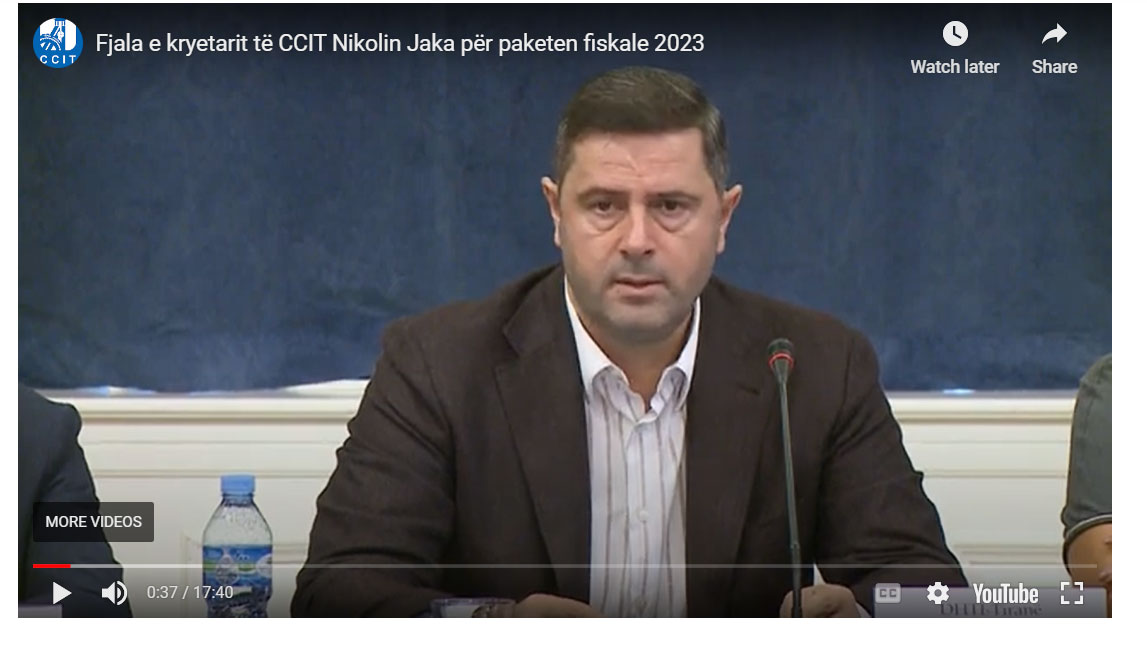 Fjala e kryetarit të CCIT Nikolin Jaka për paketen fiskale 2023